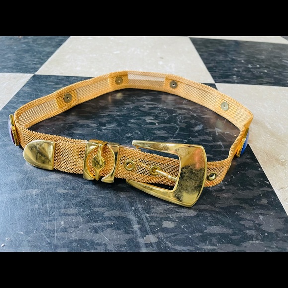Vintage Italian Mesh Belt Vintage Gold Metal Mesh Belt, Glam Disco Style, 24-27 Inch  main image 3